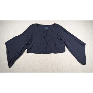 Johnny‎ Was Women Top Large Flare Wide Sleeve Crop Lightweight Witchy Darkcore